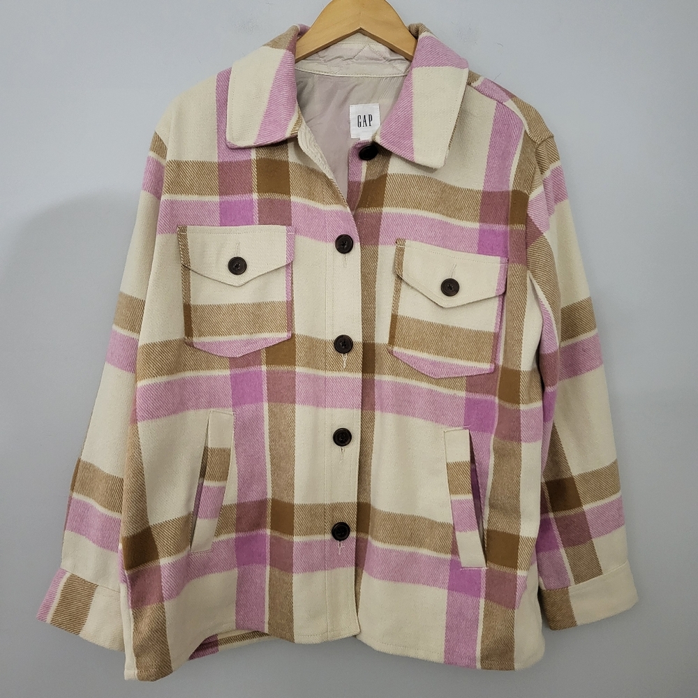 Gap Pink Plaid Shacket - image 6